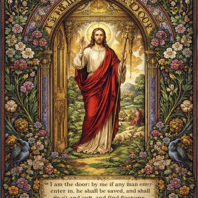 John 10:9 (KJV) I am the door: by me if any man enter in, he shall be saved, and shall go in and out, and find pasture.
