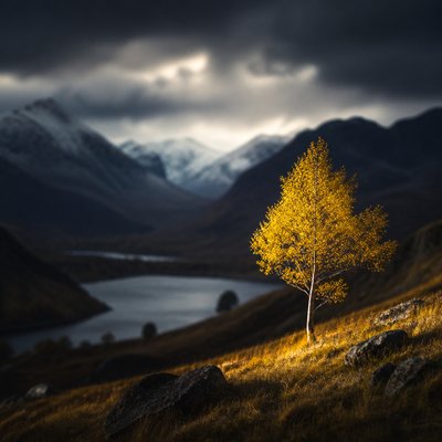 wide landscape with natural scenery — Dramatic Emphasis Art Style