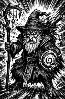 a cartoon character with a hat and a wand