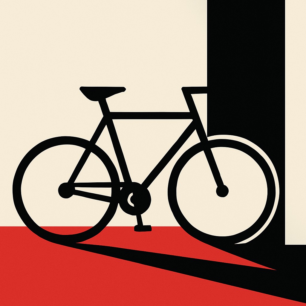 bicyle resting against a wall