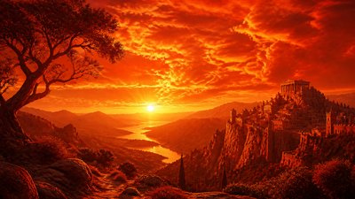 sweeping panoramic landscape with a dramatic sky