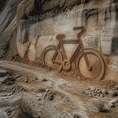 bicyle resting against a wall