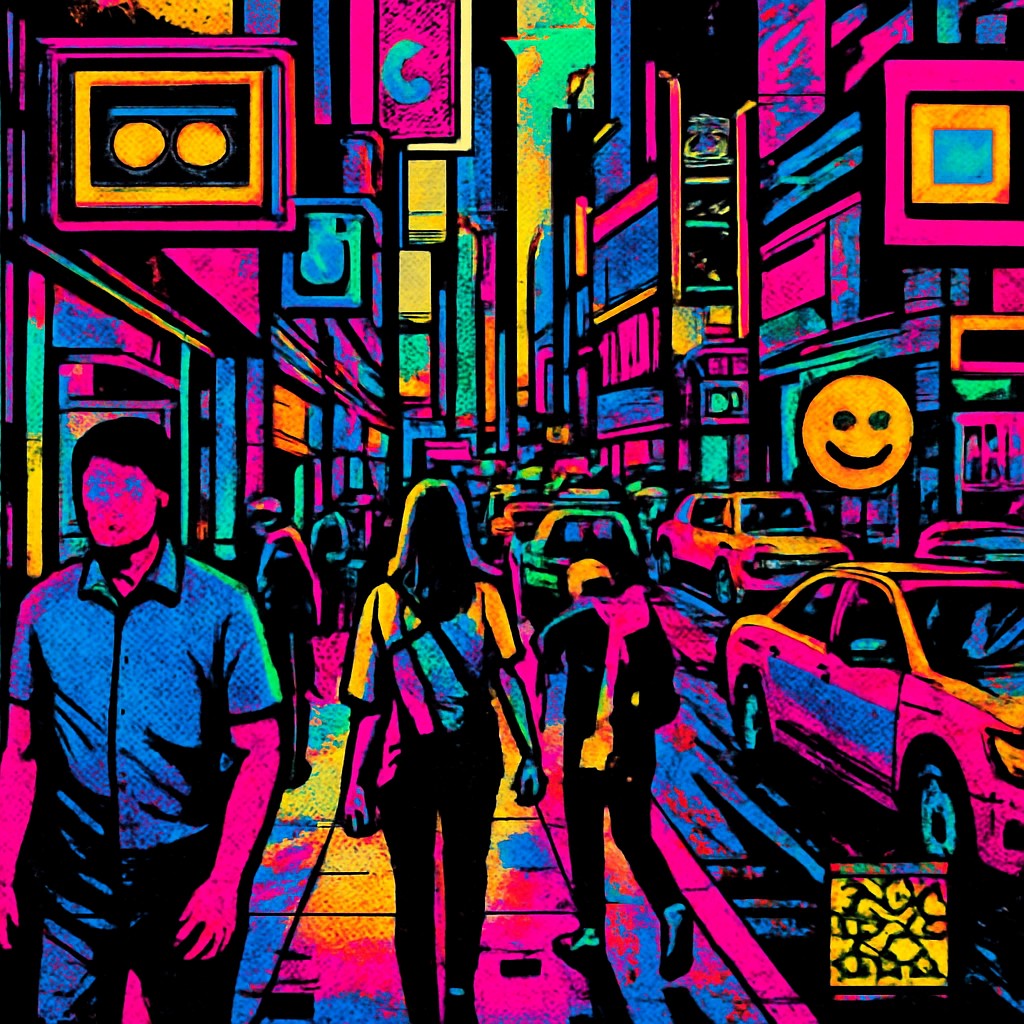 urban street with city activity