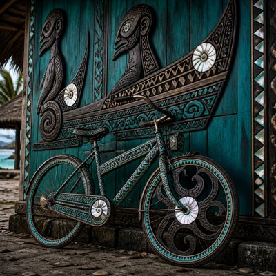 bicyle resting against a wall