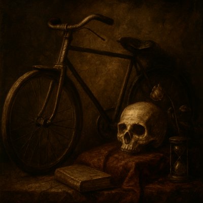 bicyle resting against a wall
