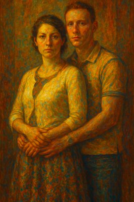 a painting of a man and a woman