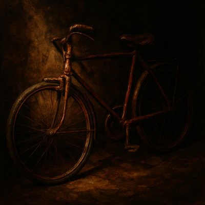 bicyle resting against a wall