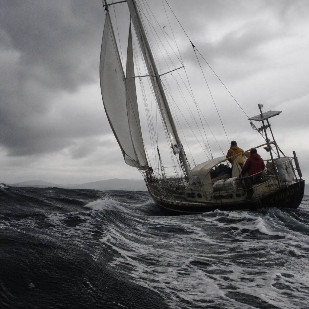 sailing ship on a stormy sea