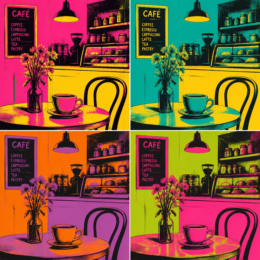 cozy cafe interior with warm lighting