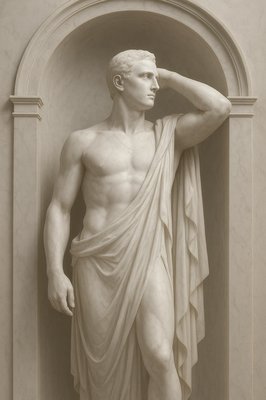 a statue of a man with a towel around his neck