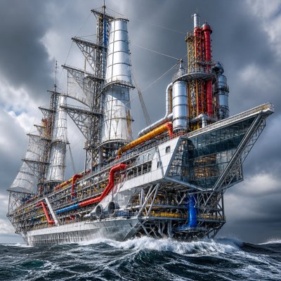 sailing ship on a stormy sea