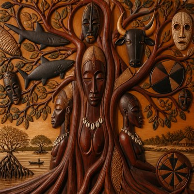 a tree in nature — Guinea-Bissau Art Style
