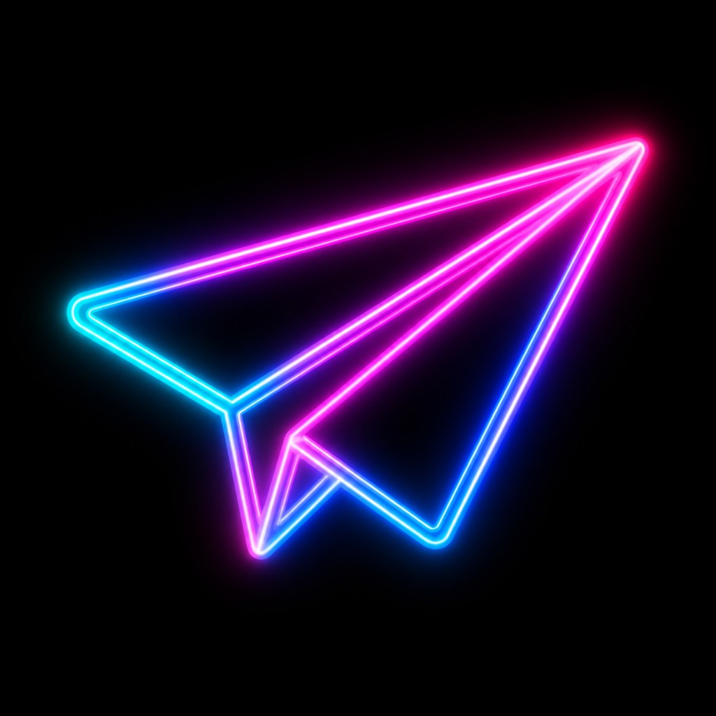 a paper plane, clean minimal composition on a plain background, no text