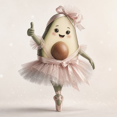 a happy avocado character giving a thumbs up, bold readable design on a plain background, no text