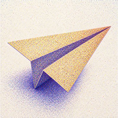 a paper plane, clean minimal composition on a plain background, no text