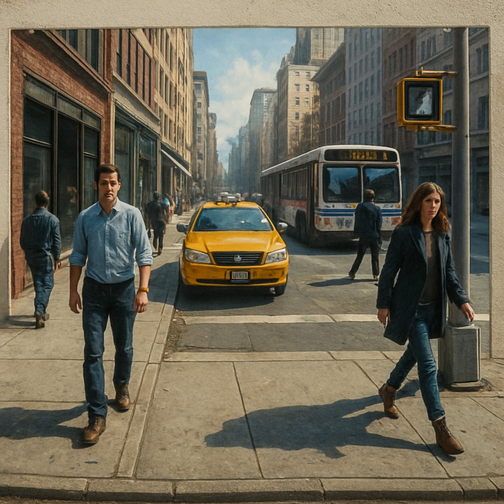 urban street with city activity