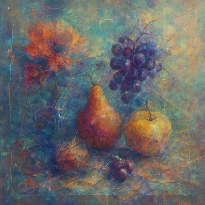 still life arrangement of fruits and flowers