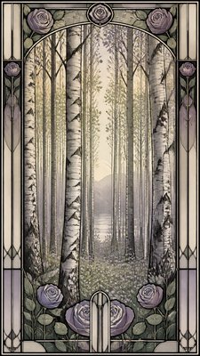 a serene birch forest in soft morning light, no people, no text