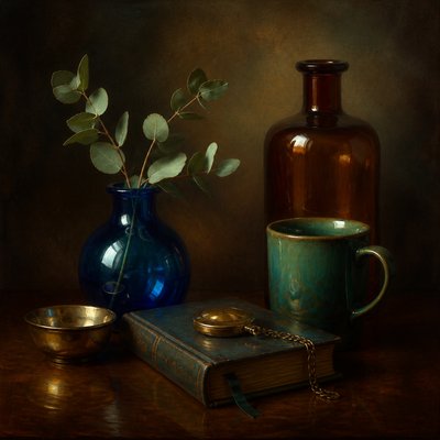 still life with everyday objects — Oil Glazing Painting Style