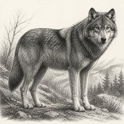 animal standing in natural pose — Cross-Hatching Drawing Style