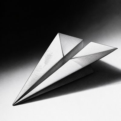 a paper plane, clean minimal composition on a plain background, no text