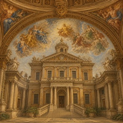 house with front view — Vatican Art Style
