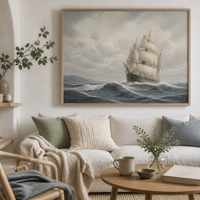 sailing ship on a stormy sea
