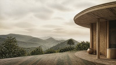 sweeping panoramic landscape with a dramatic sky