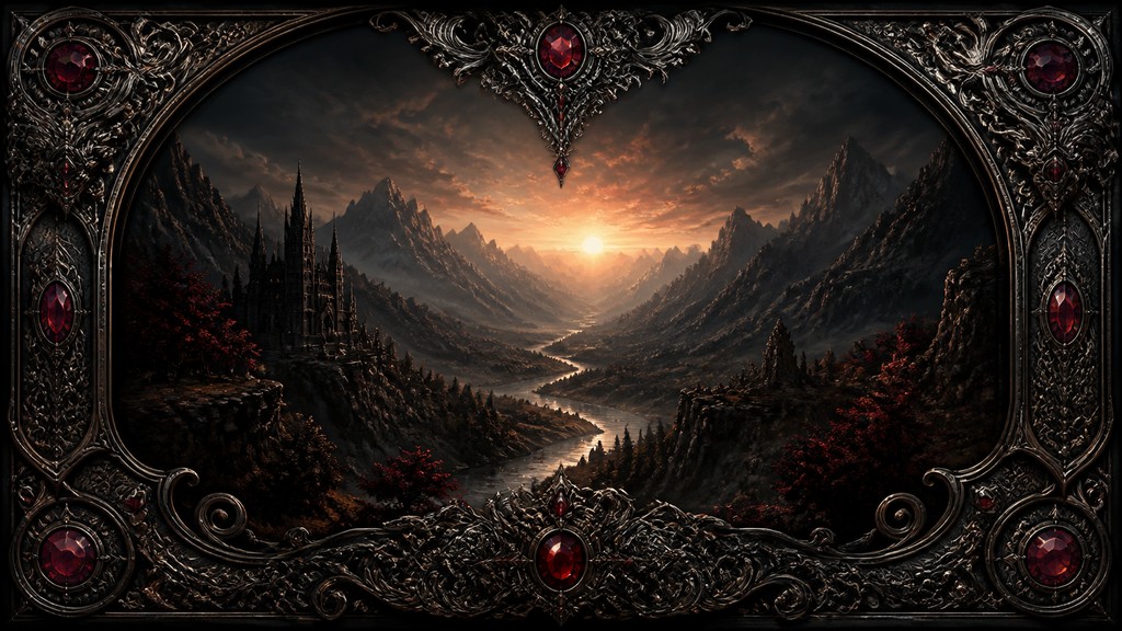 a vast valley with a river winding toward distant mountains at sunrise, no people, no text