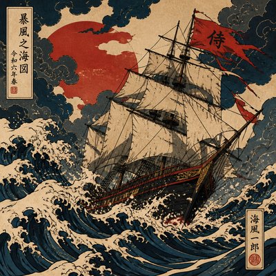 sailing ship on a stormy sea
