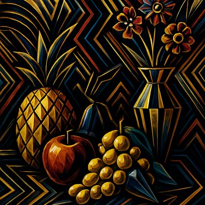 still life arrangement of fruits and flowers