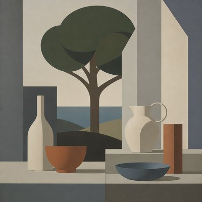 a tree in nature — Purism Art Style