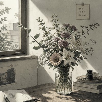 bouquet of flowers in a glass vase