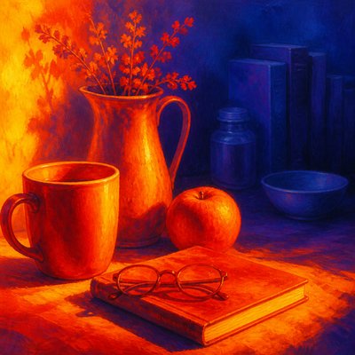 still life with everyday objects — Color Temperature Art Style