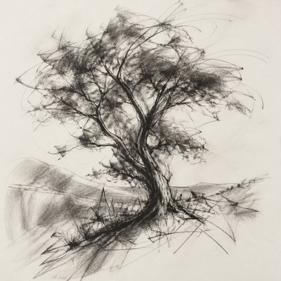 a tree in nature — Gesture Sketch Drawing Style