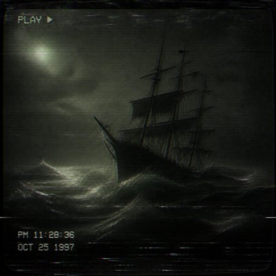 sailing ship on a stormy sea