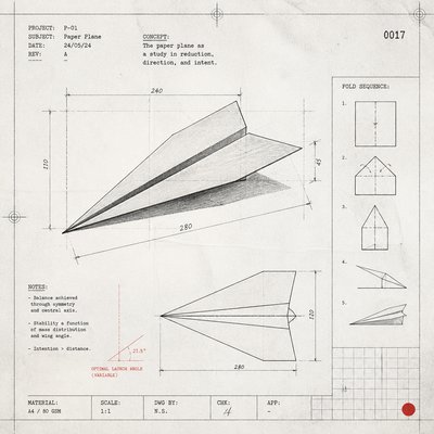 a paper plane, clean minimal composition on a plain background, no text