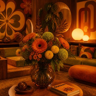 bouquet of flowers in a glass vase