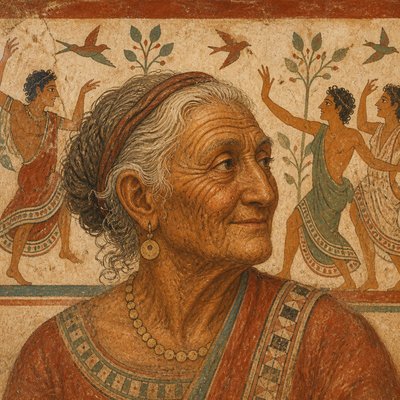 close-up portrait of an elderly person with expressive weathered features