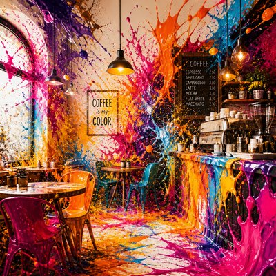 cozy cafe interior with warm lighting
