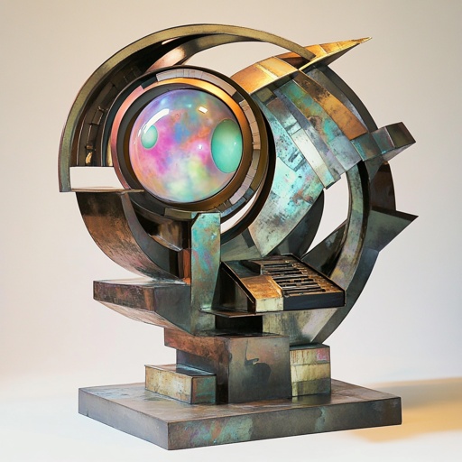 Sculpture capturing the essence of modern technology in the art style of Futurism --v 6.1