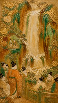 towering waterfall cascading down a cliff