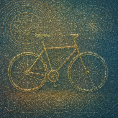 bicyle resting against a wall