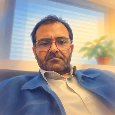 a man wearing glasses and a blue jacket