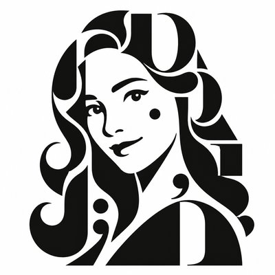 head-and-shoulders portrait of an original character: a young woman with wavy chestnut hair and a warm smile, plain soft backdrop
