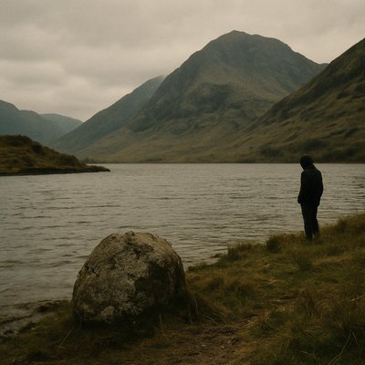 serene landscape with mountains and water