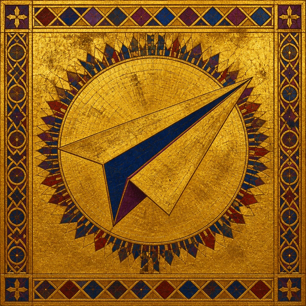 a paper plane, clean minimal composition on a plain background, no text