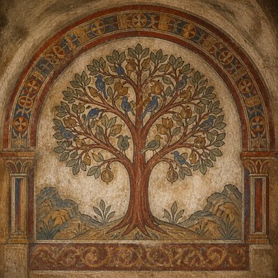 a tree in nature — Romanesque Art Style