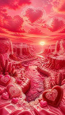a desert canyon under a dramatic sunset sky, no people