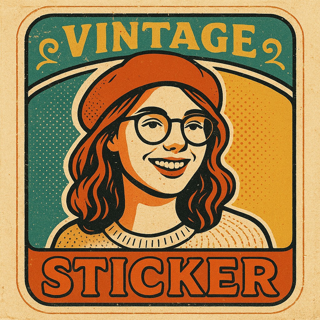 Vintage Sticker Design Style Transfer Example